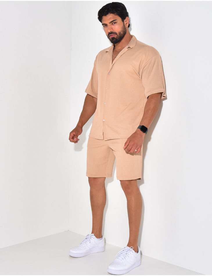 Ensemble short et chemise manches courtes texturé Ensemble short et chemise manches courtes texturé