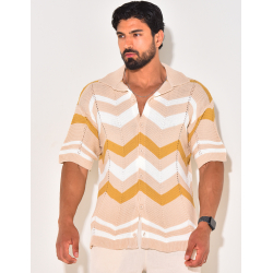 Chemise côtelée à rayures en zig zag Chemise côtelée à rayures en zig zag