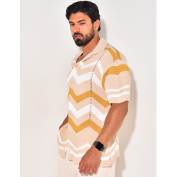 Chemise côtelée à rayures en zig zag Chemise côtelée à rayures en zig zag