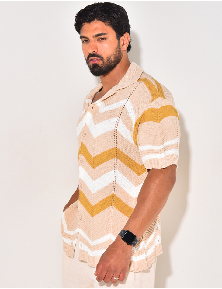 Chemise côtelée à rayures en zig zag Chemise côtelée à rayures en zig zag