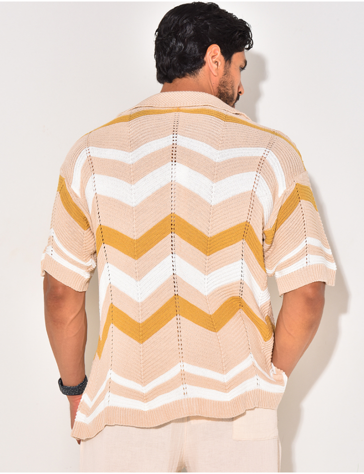 Chemise côtelée à rayures en zig zag Chemise côtelée à rayures en zig zag