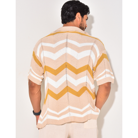 Chemise côtelée à rayures en zig zag Chemise côtelée à rayures en zig zag
