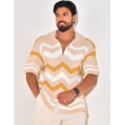 Chemise côtelée à rayures en zig zag Chemise côtelée à rayures en zig zag