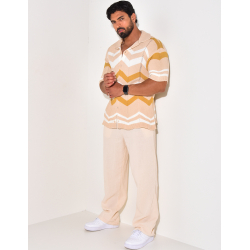 Chemise côtelée à rayures en zig zag Chemise côtelée à rayures en zig zag