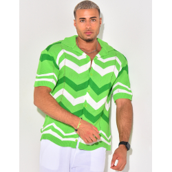 Chemise côtelée à rayures en zig zag Chemise côtelée à rayures en zig zag