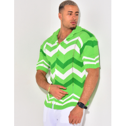 Chemise côtelée à rayures en zig zag Chemise côtelée à rayures en zig zag