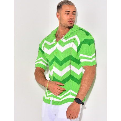 Chemise côtelée à rayures en zig zag Chemise côtelée à rayures en zig zag