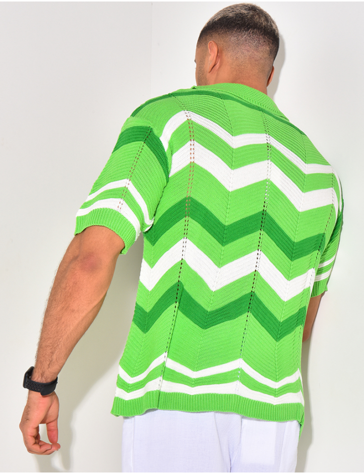Chemise côtelée à rayures en zig zag Chemise côtelée à rayures en zig zag