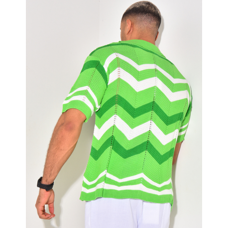 Chemise côtelée à rayures en zig zag Chemise côtelée à rayures en zig zag