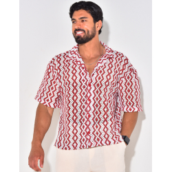 Chemise manches courtes ajourée à motifs Chemise manches courtes ajourée à motifs
