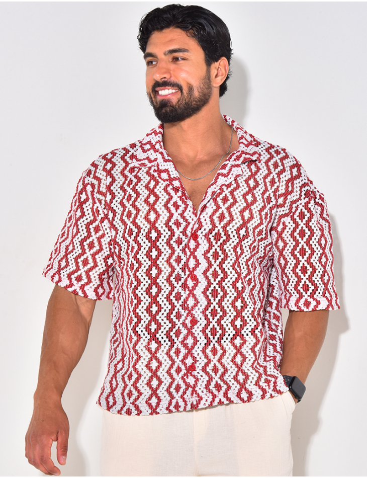 Chemise manches courtes ajourée à motifs Chemise manches courtes ajourée à motifs