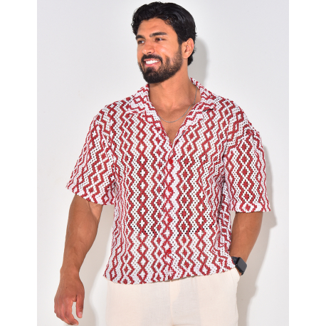 Chemise manches courtes ajourée à motifs Chemise manches courtes ajourée à motifs