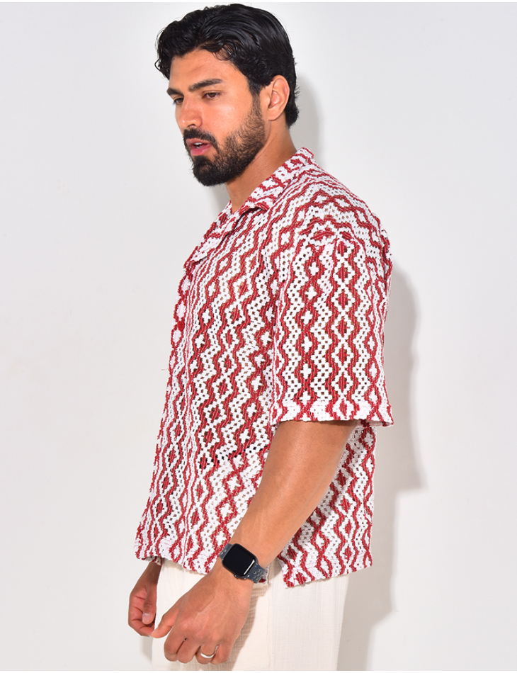 Chemise manches courtes ajourée à motifs Chemise manches courtes ajourée à motifs