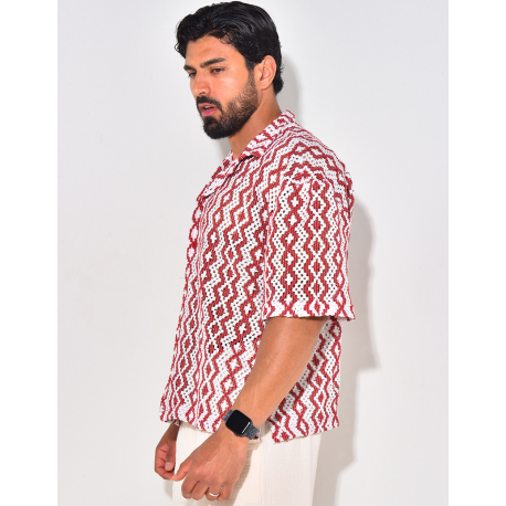 Chemise manches courtes ajourée à motifs Chemise manches courtes ajourée à motifs