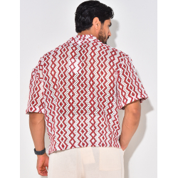 Chemise manches courtes ajourée à motifs Chemise manches courtes ajourée à motifs