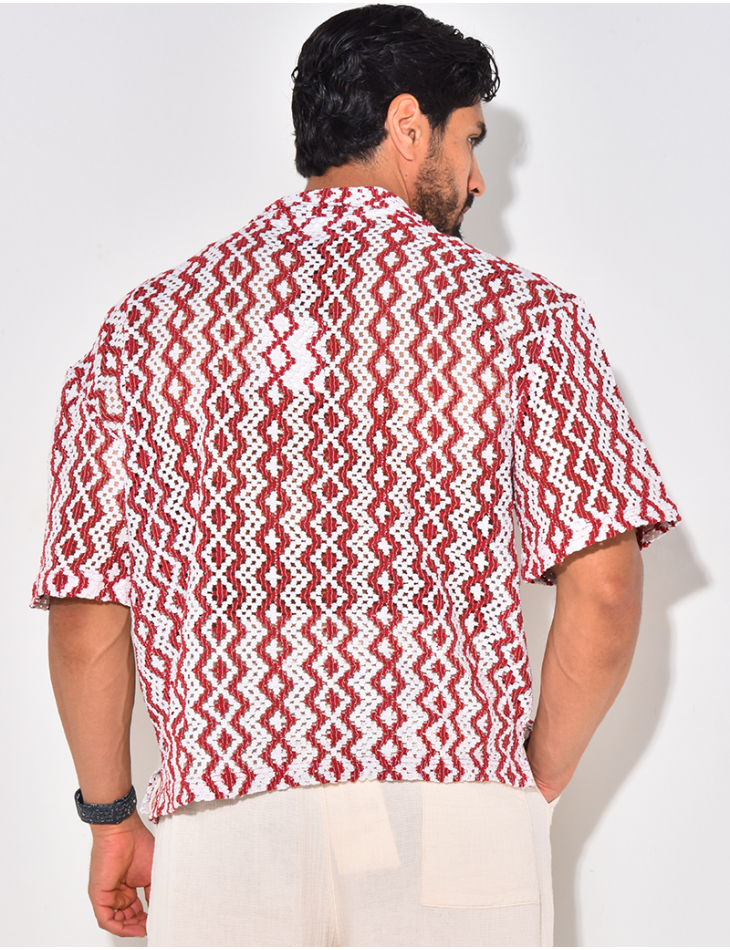 Chemise manches courtes ajourée à motifs Chemise manches courtes ajourée à motifs