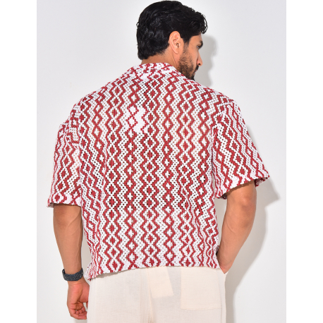 Chemise manches courtes ajourée à motifs Chemise manches courtes ajourée à motifs