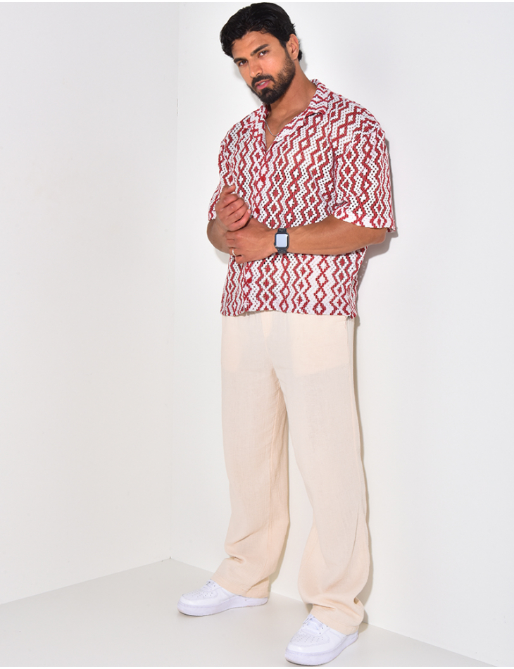 Chemise manches courtes ajourée à motifs Chemise manches courtes ajourée à motifs