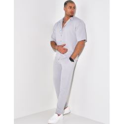 Ensemble pantalon et chemise manches courtes texturé Ensemble pantalon et chemise manches courtes texturé