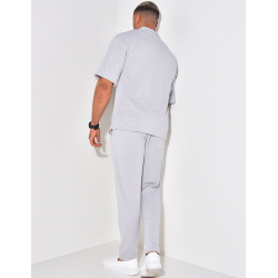 Ensemble pantalon et chemise manches courtes texturé Ensemble pantalon et chemise manches courtes texturé