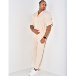 Ensemble pantalon et chemise manches courtes texturé Ensemble pantalon et chemise manches courtes texturé