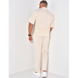 Ensemble pantalon et chemise manches courtes texturé Ensemble pantalon et chemise manches courtes texturé