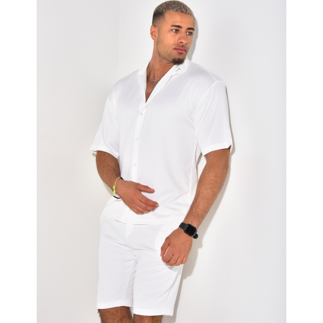 Ensemble short et chemise manches courtes texturé Ensemble short et chemise manches courtes texturé