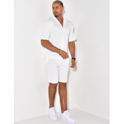 Ensemble short et chemise manches courtes texturé Ensemble short et chemise manches courtes texturé