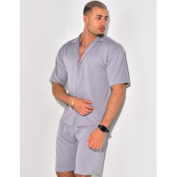 Ensemble short et chemise manches courtes texturé Ensemble short et chemise manches courtes texturé