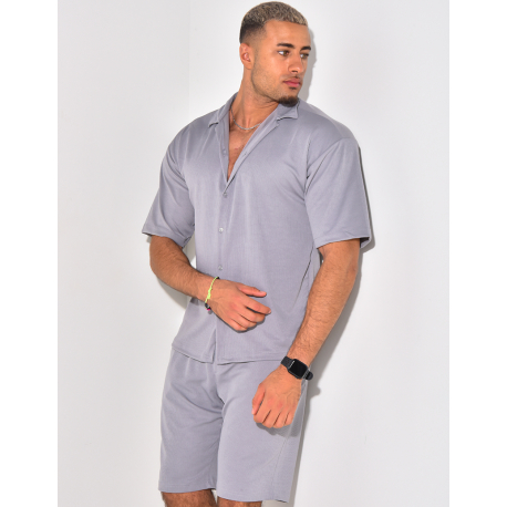 Ensemble short et chemise manches courtes texturé Ensemble short et chemise manches courtes texturé