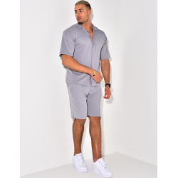 Ensemble short et chemise manches courtes texturé Ensemble short et chemise manches courtes texturé