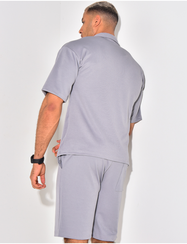 Ensemble short et chemise manches courtes texturé Ensemble short et chemise manches courtes texturé