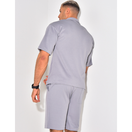 Ensemble short et chemise manches courtes texturé Ensemble short et chemise manches courtes texturé