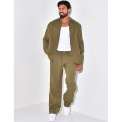 Ensemble pantalon et chemise manches longues oversize en coton