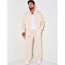 Ensemble pantalon et chemise manches longues oversize en coton Ensemble pantalon et chemise manches longues oversize en coton