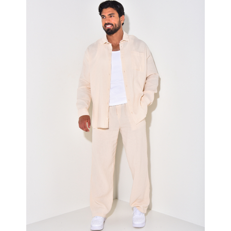 Ensemble pantalon et chemise manches longues oversize en coton Ensemble pantalon et chemise manches longues oversize en coton