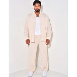 Ensemble pantalon et chemise manches longues oversize en coton Ensemble pantalon et chemise manches longues oversize en coton