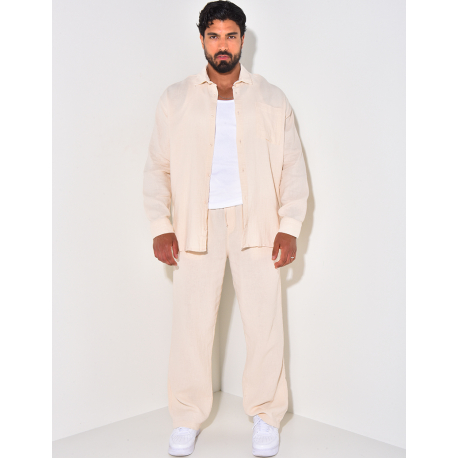 Ensemble pantalon et chemise manches longues oversize en coton Ensemble pantalon et chemise manches longues oversize en coton