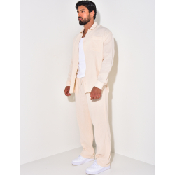 Ensemble pantalon et chemise manches longues oversize en coton Ensemble pantalon et chemise manches longues oversize en coton