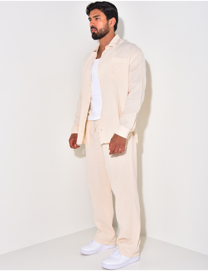 Ensemble pantalon et chemise manches longues oversize en coton Ensemble pantalon et chemise manches longues oversize en coton