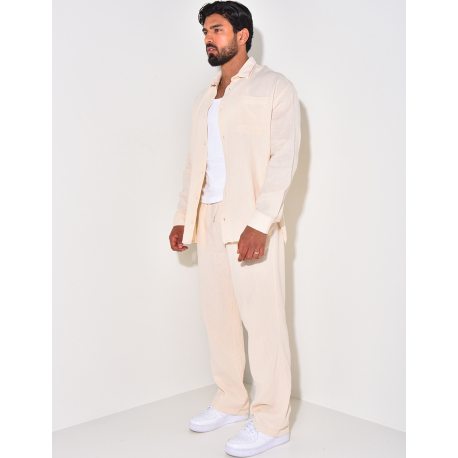 Ensemble pantalon et chemise manches longues oversize en coton Ensemble pantalon et chemise manches longues oversize en coton