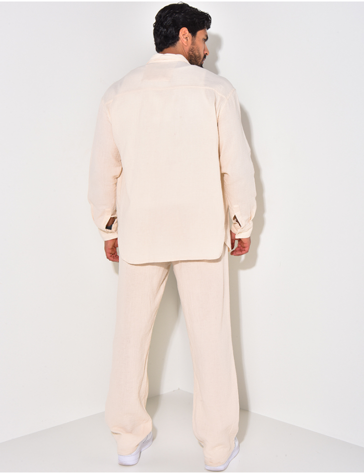 Ensemble pantalon et chemise manches longues oversize en coton Ensemble pantalon et chemise manches longues oversize en coton