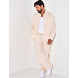 Ensemble pantalon et chemise manches longues oversize en coton Ensemble pantalon et chemise manches longues oversize en coton