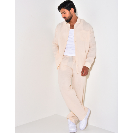 Ensemble pantalon et chemise manches longues oversize en coton Ensemble pantalon et chemise manches longues oversize en coton