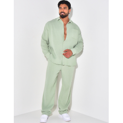 Ensemble pantalon et chemise manches longues oversize en coton Ensemble pantalon et chemise manches longues oversize en coton