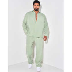 Ensemble pantalon et chemise manches longues oversize en coton Ensemble pantalon et chemise manches longues oversize en coton