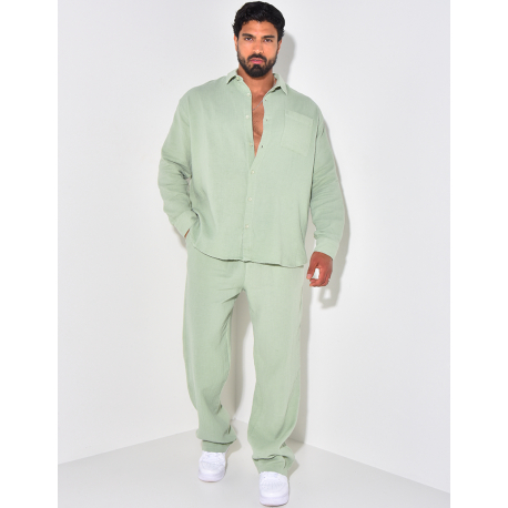 Ensemble pantalon et chemise manches longues oversize en coton Ensemble pantalon et chemise manches longues oversize en coton