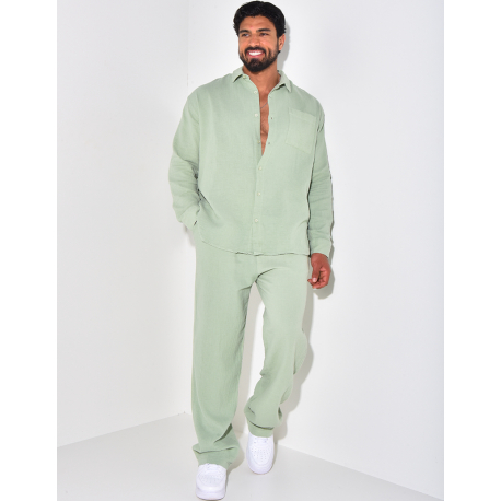 Ensemble pantalon et chemise manches longues oversize en coton Ensemble pantalon et chemise manches longues oversize en coton