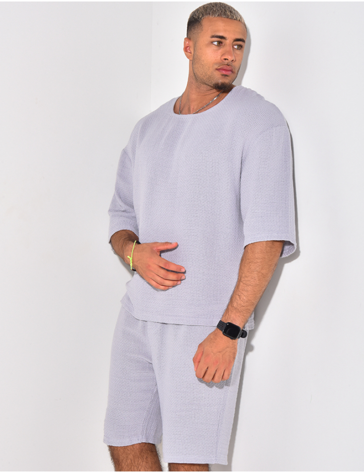 Ensemble short et t-shirt oversize texturé