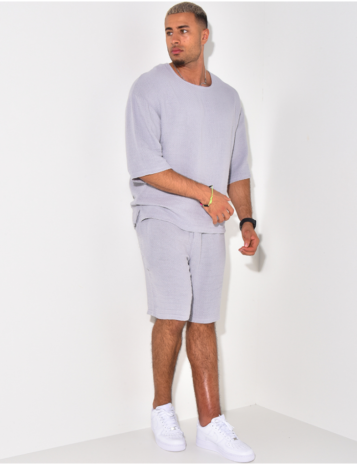 Ensemble short et t-shirt oversize texturé
